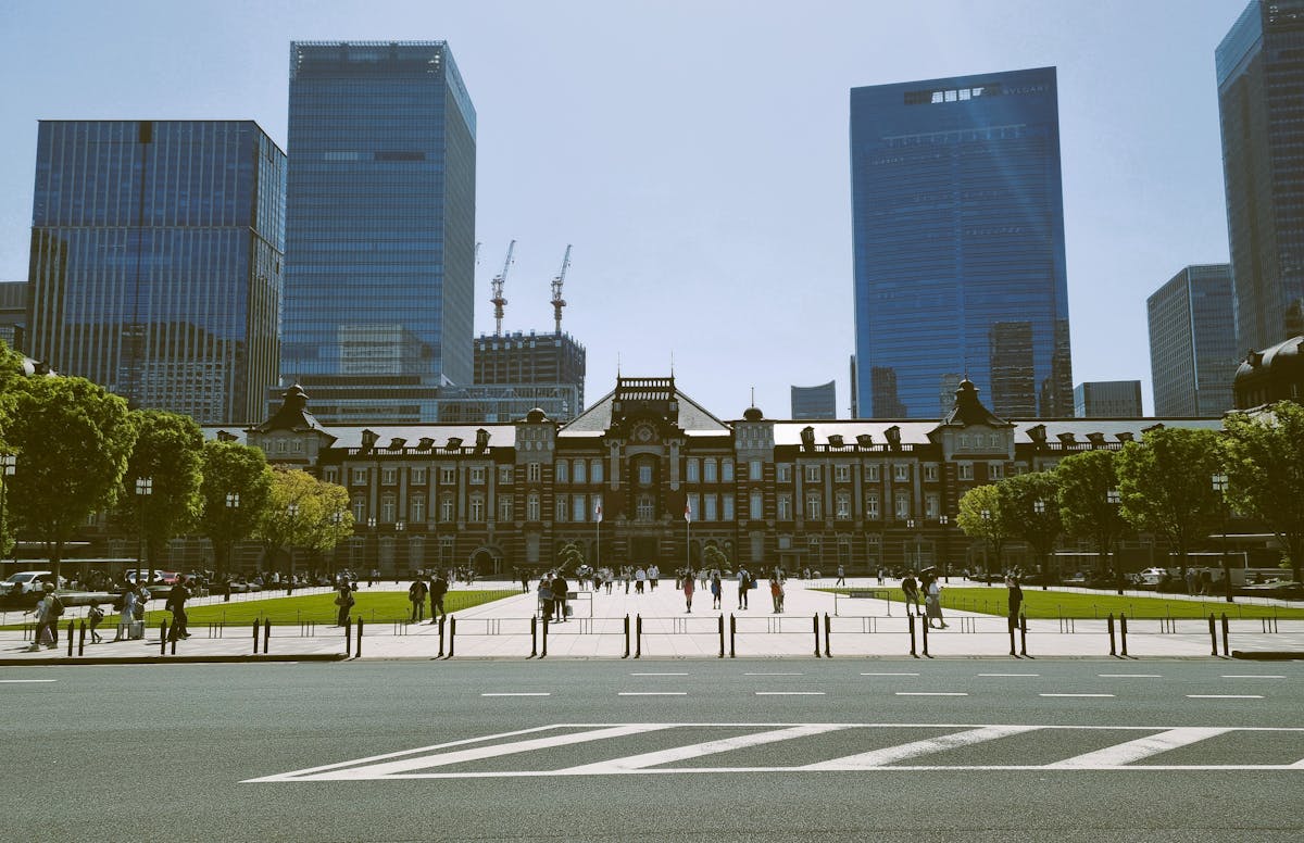 Tokyo Station Marunouchi exit side red brick building, the historic west exit leading to Imperial Palace